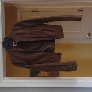 Cropped brown leather Levi's leather jacket